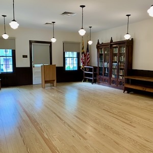 interior of yellow building meeting room